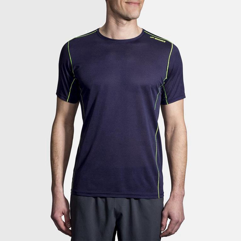 Brooks Ghost Camiseta De Corrida Manga Curta Homem Azuis (40873OJNZ)